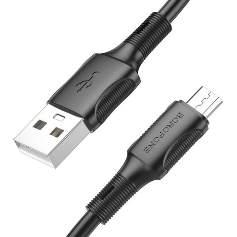 USB кабель Borofone BX80, USB тип-A, micro-USB тип-B, 100 см, 2,4 А, черный, #6974443385205 Превью 2