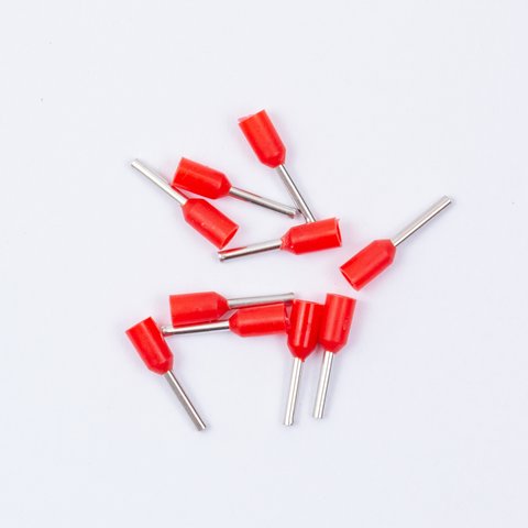 Наконечник VE0508, трубчастий, ізольований, червоний, 10 шт., 0,5 мм², 8 мм Прев'ю 1