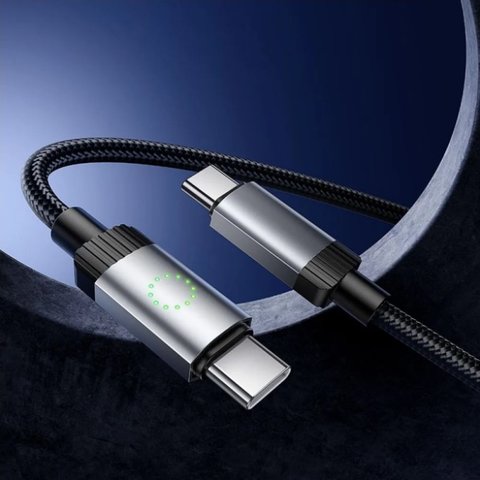 USB кабель Hoco X117, 2xUSB тип-C, 100 см, 60 Вт, чорний, з індикатором, в нейлоновому обплетенні, #6942007652582 Прев'ю 2