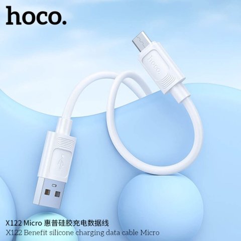 USB кабель Hoco X122, USB тип-A, micro-USB тип-B, 100 см, 2,4 А, белый, #6942007662215 Превью 2