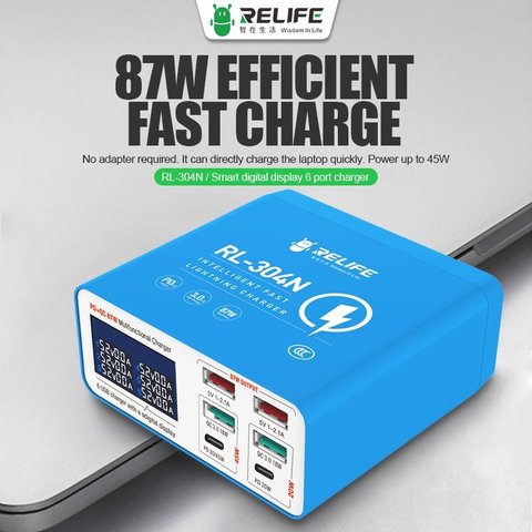 Сетевое зарядное устройство RELIFE RL-304N, 87 Вт, Quick Charge, Power Delivery (PD), 6 портов Превью 1